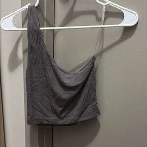 Joah Brown Charcoal Asymmetrical Crop Top
